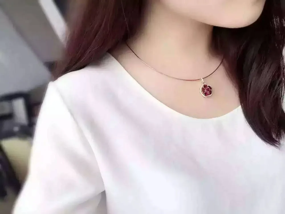 Натуральные гранатовые кулоны Стерлинговое Серебро 925 пробы натуральный красный