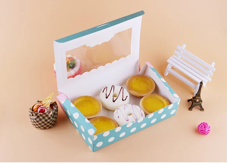 12 pcs gift box packaging wedding favor paper cake box cookie candy handmade cupcake birthday party present box with window dots