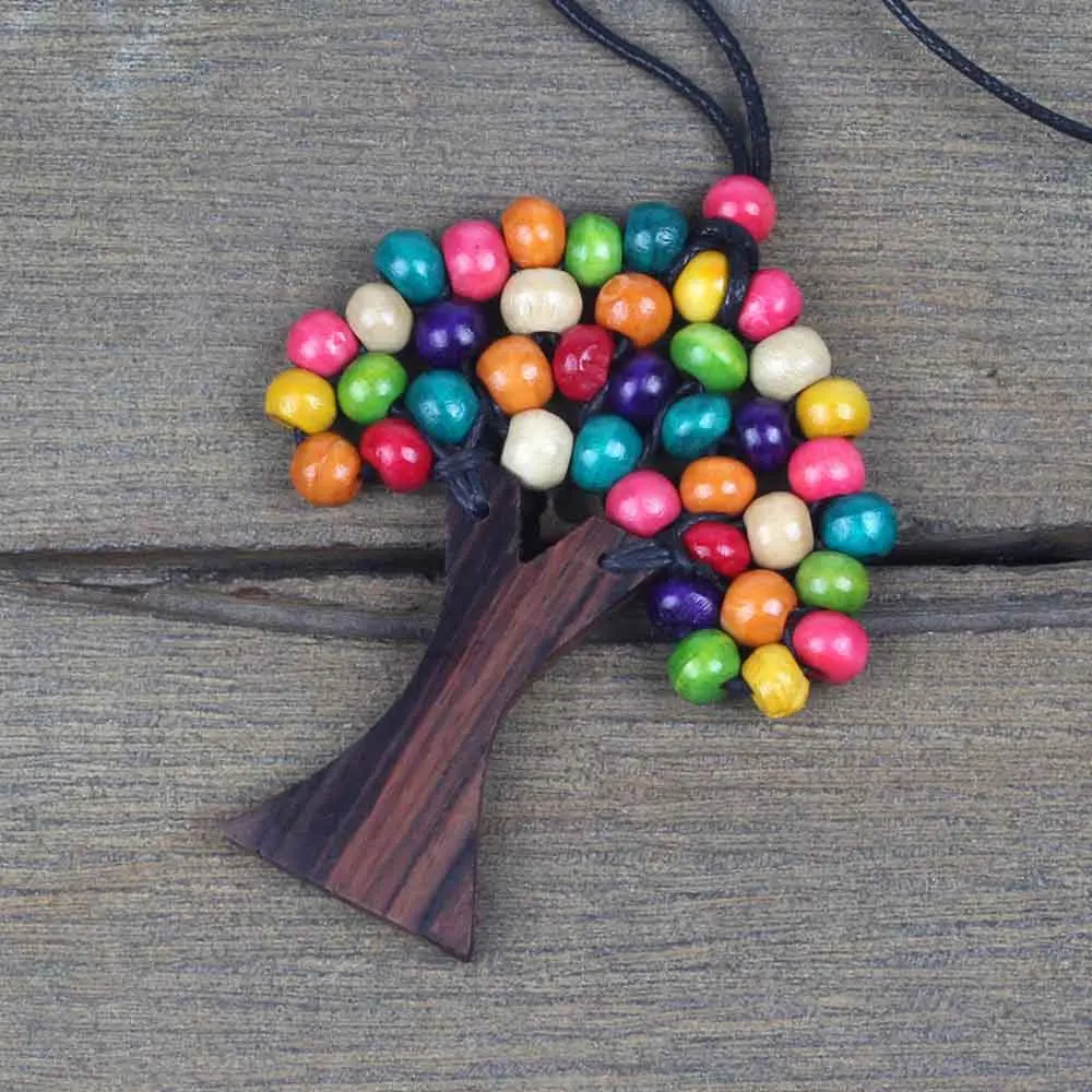 Креативная Новинка деревянная подвеска ожерелье бусы жизнь слово расшитое