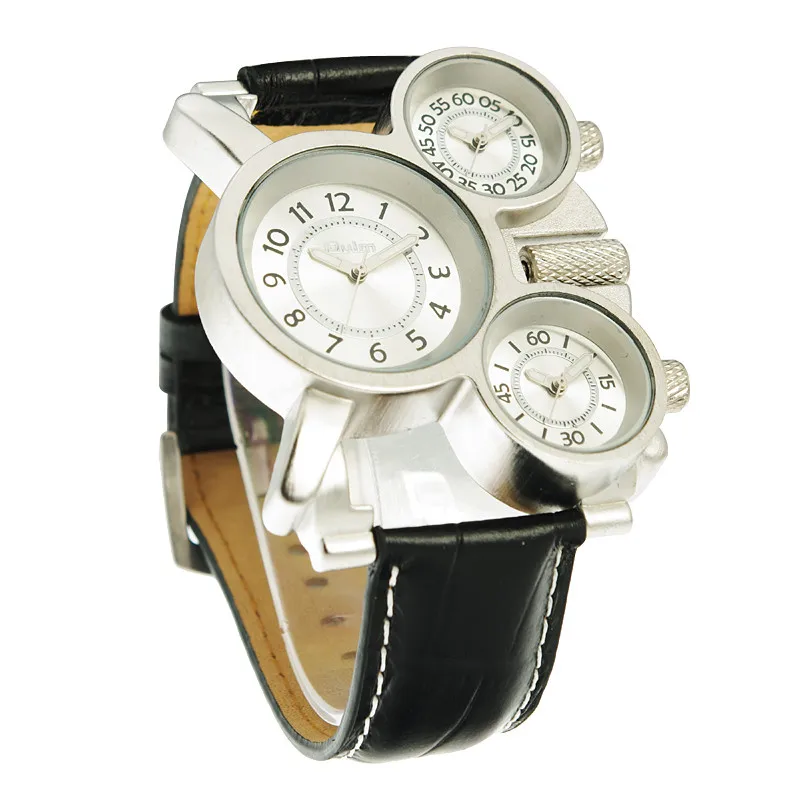 Мужские часы OULM 1167 Модные Дизайнерские повседневные кварцевые с кожаным