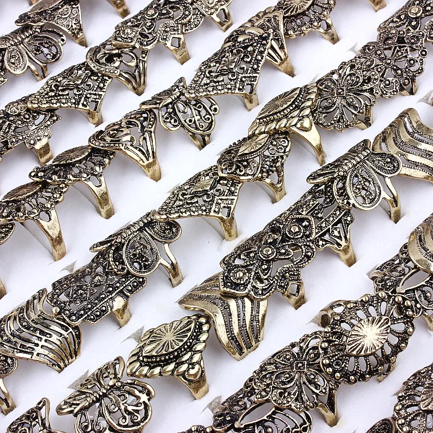 Феб Оптовые много 50 шт. бронзовая покрытием смешанные типы сплава Обручальные