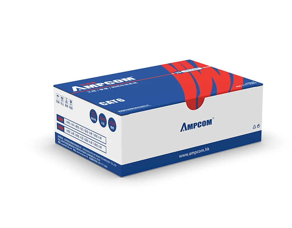 AMPCOM RJ45 модульный разъем UTP 50U позолоченный 8P8C обжимной Конец для кабеля Ethernet, оптом Ethernet кабельный разъем для CAT6
