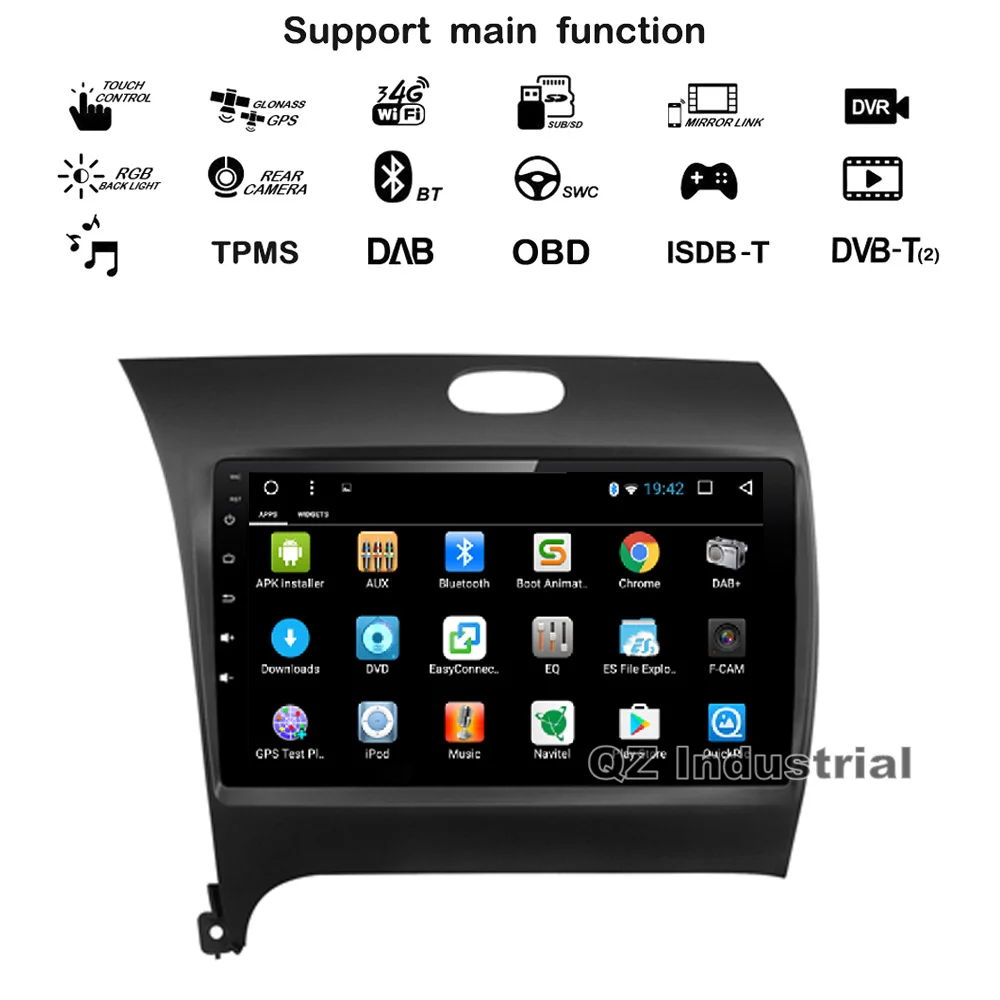QZ industrial HD 9 дюймов Android 8 1 T8 автомобильный DVD плеер для Kia Forte Cerato K3 с 3G 4G WIFI радио