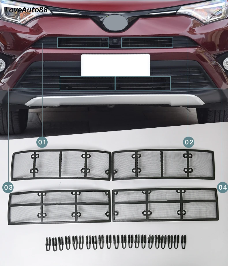 Car Insect Screening Mesh Front Grille Insert Net Front Insect Screening Mesh Net Grille For Toyota RAV4 RAV-4