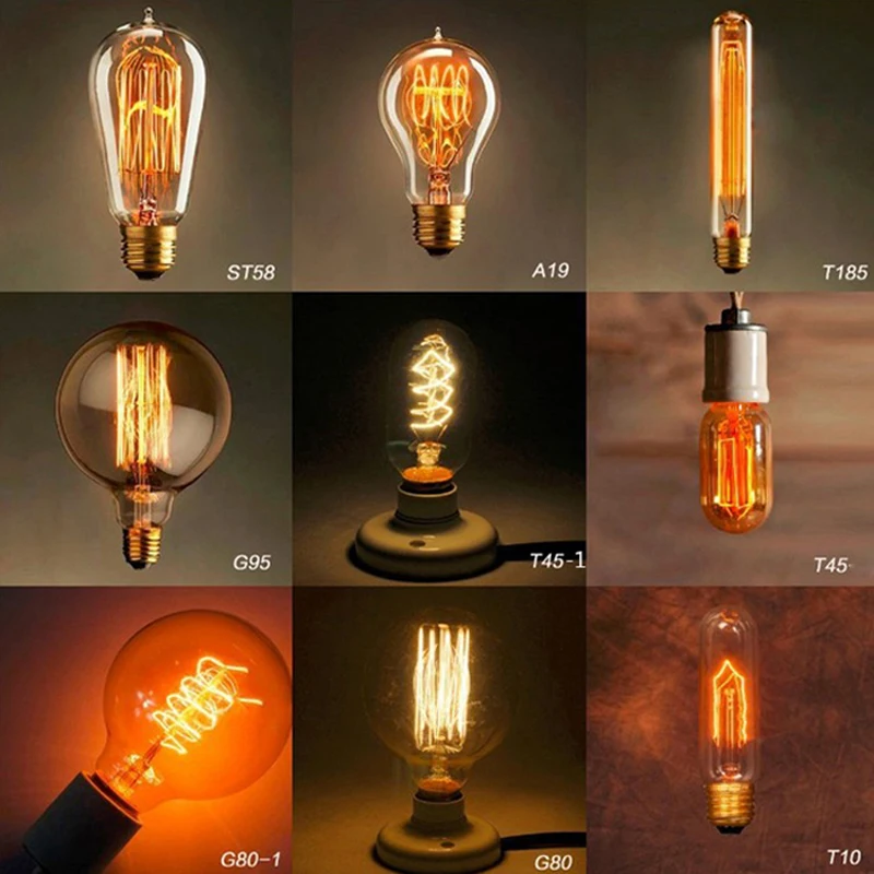 Винтаж Лампочки Эдисона Вольфрама провод источника света Подвесные Светильники