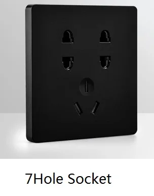 7HOLE Настенный выключатель темно-черного цвета, 1 канал, 1 канал, 2 канала, 2 канала, 1 канал, многоходовой, 3 банды, 2 канала, 4 канала, 1 канал, выключатель, светодиодный светильник, Бескаркасный - Цвет: 7HOLE