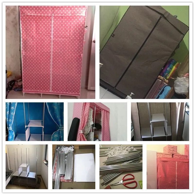 

Cordial Shining Staygold Wardrobe Cloth Wardrobe Assembled Steel Pipe Reinforced Steel Frame Modern Simple Storage Cabinet