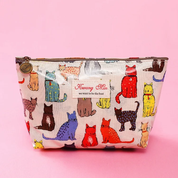cat M Новинка, креативные сумки для макияжа с рисунком милой собаки и кошки, косметичка для путешествий, дамская сумка с карманами, Женская водонепроницаемая сумка для стирки - Цвет: cat M