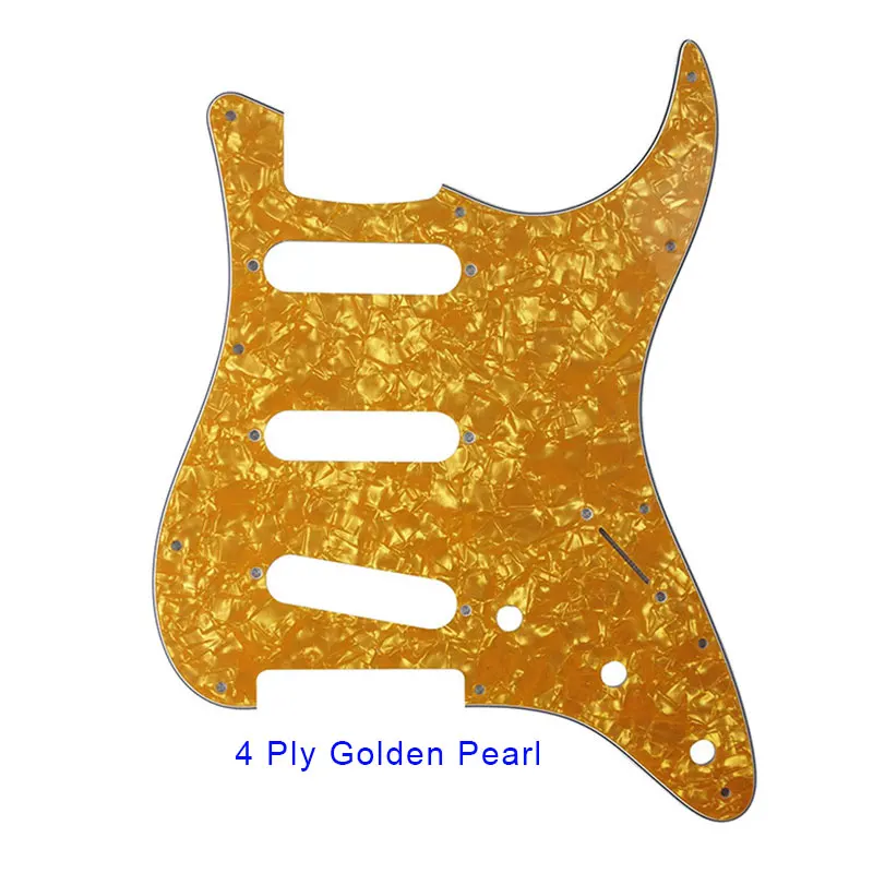 4 ply golden pearl Pleroo гитарные части Strat guitar ra накладки с 11 винтами для Fender 62 'Stratocaster стандарт SSS ST гитарные царапины пластины - Цвет: 4 ply golden pearl