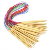 18pcs bamboo handle colorful hollow tube straight crochet needles longer crochet hooks tool set carpet knitting needles