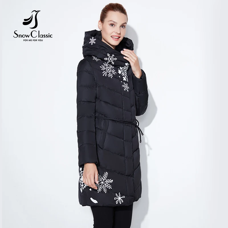 Snowclassic 2018 Spring and Autumn Женское печатное хлопковое верхнее пальто с модной и теплой