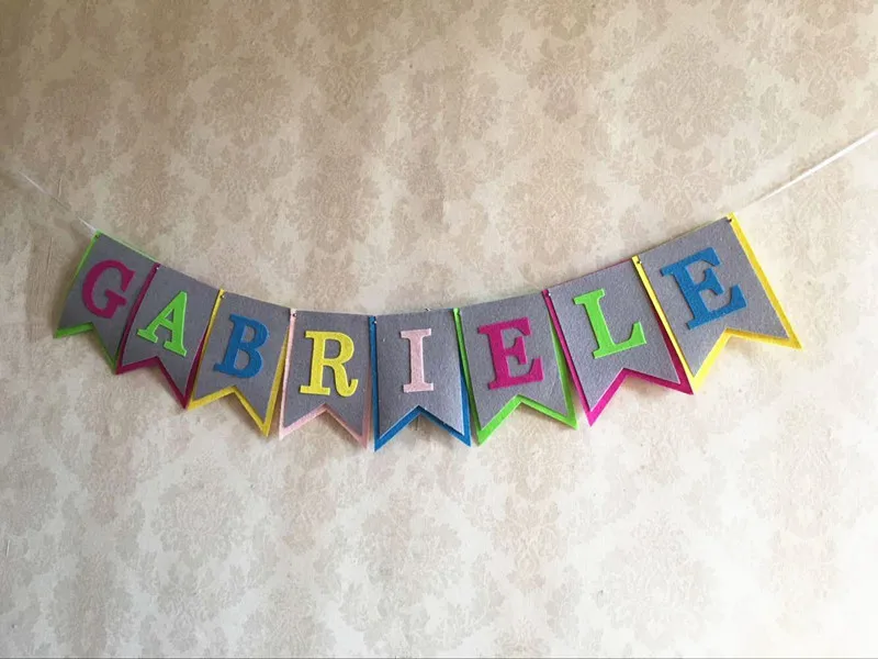 Персонализированные Baby Shower баннер Пользовательские мальчик имя овсянка Радуга на день рождения гирлянды, украшения партии помпонами меховой шарик флаг Горячие