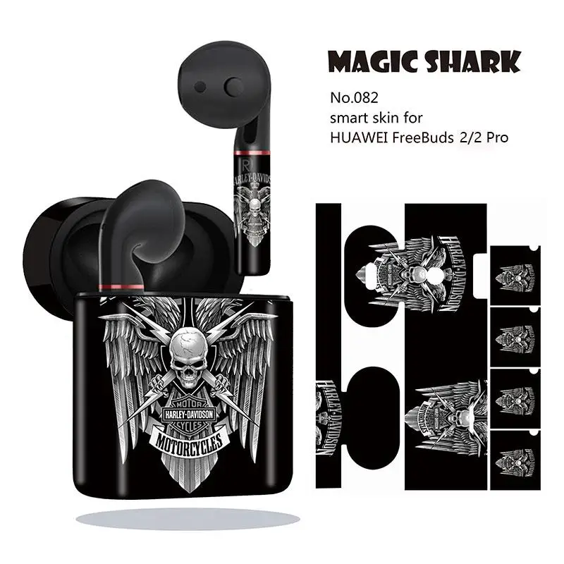 Magic Shark Cool Punk Motor Rider череп скелет роза чехол из ПВХ наклейка для HUAWEI Freebuds 2 &amp Pro 076-085