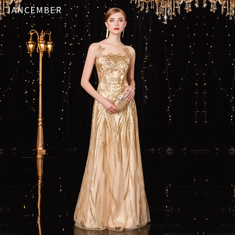 JANCEMBER коктельные платья Совок без рукавов в форме трапеции полу Длина Иллюзия из