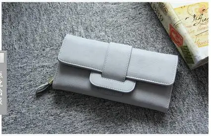 1347 gray Высококачественные Брендовые повседневные однотонные длинные женские кошельки из искусственной кожи с застежкой, держатель для карт, мягкий женский кошелек, сумочка для кредитных карт - Цвет: 1347 gray