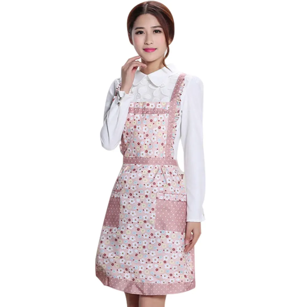14 Dropshipping Women Apron with Pockets Waterproof Plaid Print Kitchen Double Layer Thick Cloth Home Supplies MDP66 - Цвет: 14