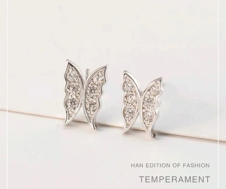 

2018 New butterfly Silver Stud Earrings for Woman Best Jewelry