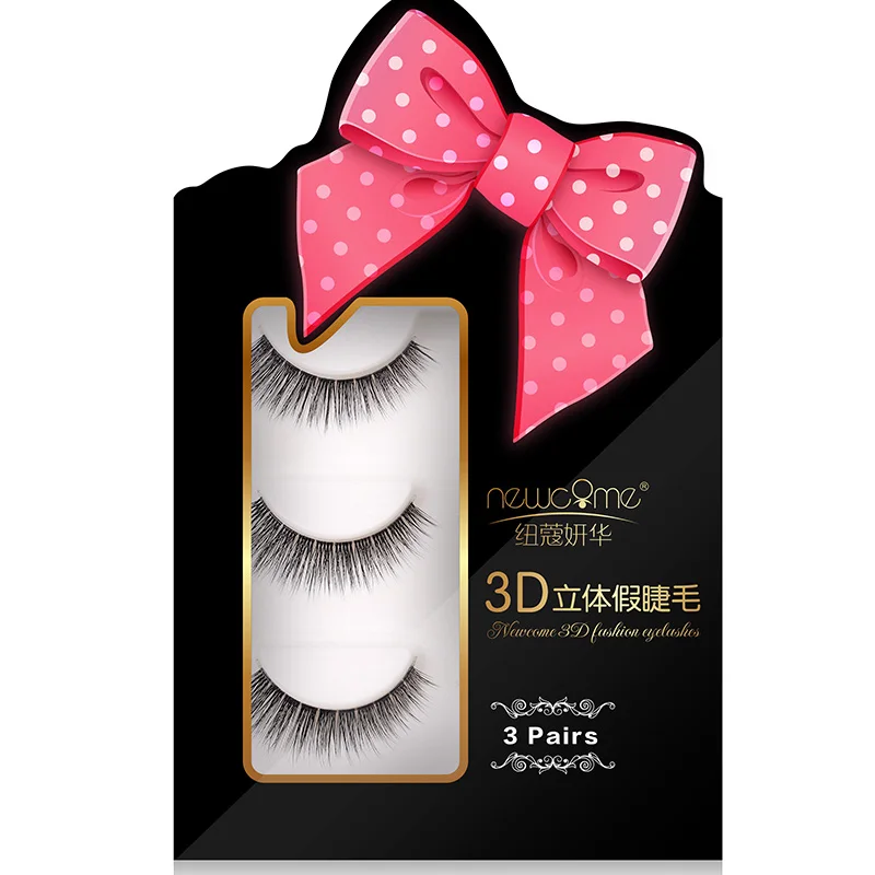 

NEWCOME 3 Pairs 3d mink lashes false eyelashes extension for eyelash building natural soft, lovely,sweet,sexy