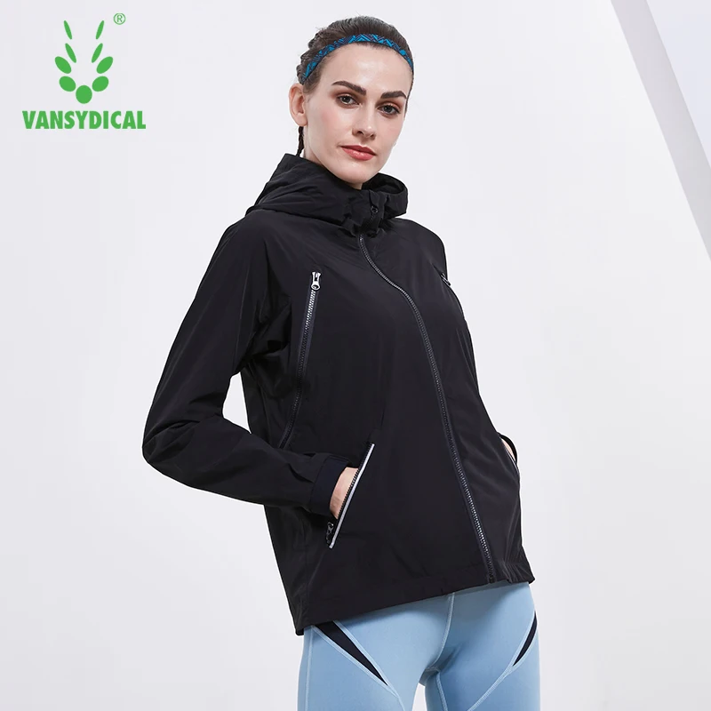 SPT Vansydical осень-зима молнии Спорт Бег Йога Куртки Для женщин с капюшоном наушников