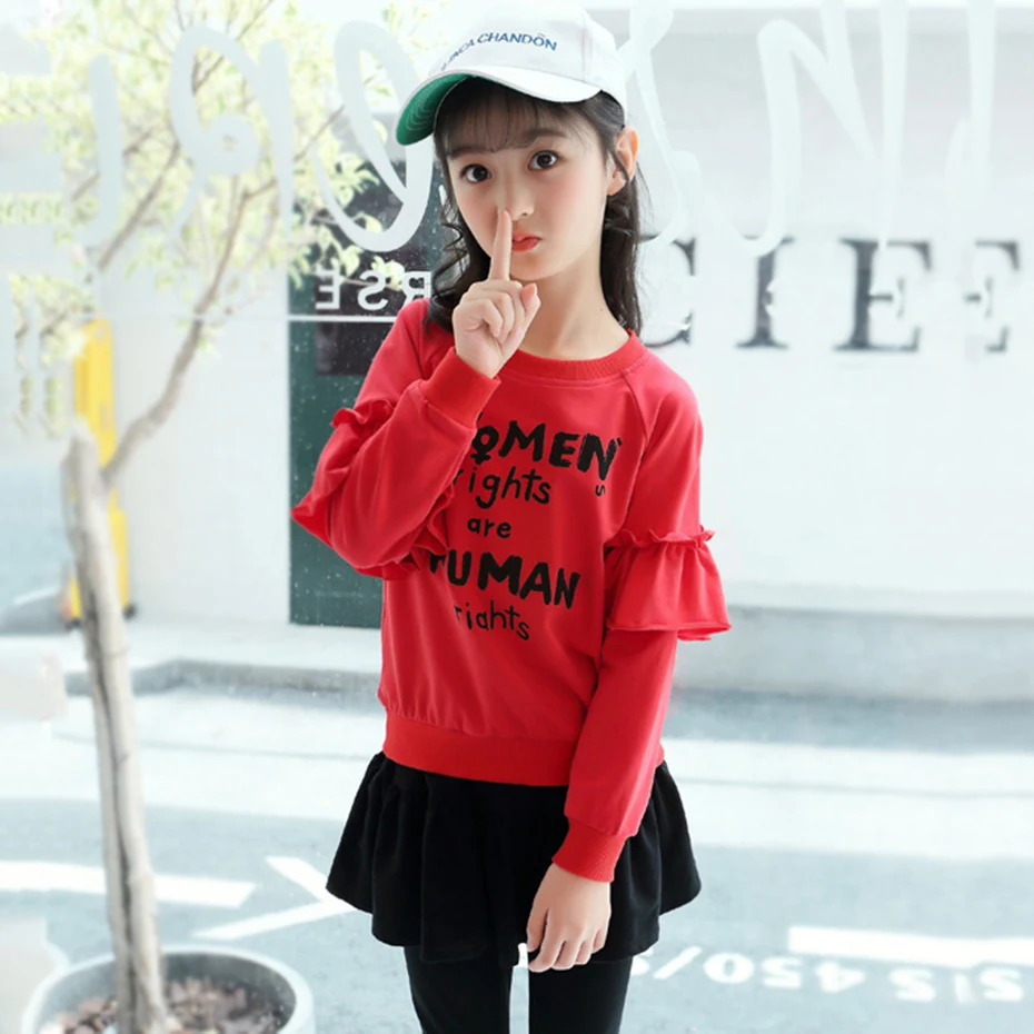 Комплект одежды для девочек Осень зима толстовка с капюшоном спортивный костюм