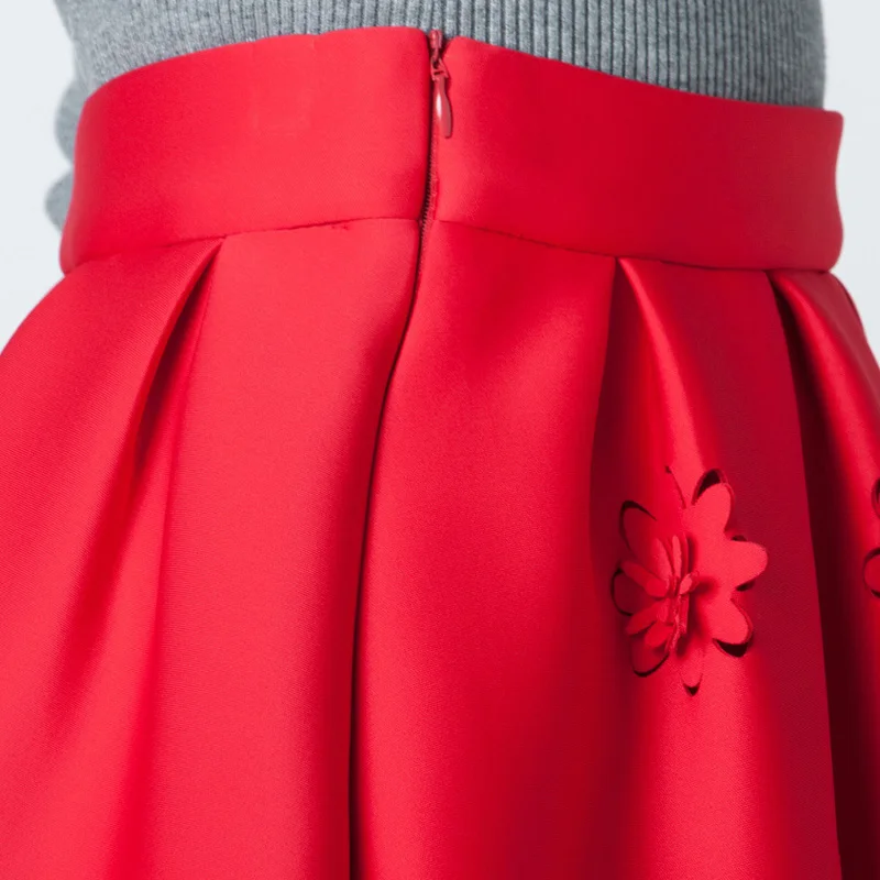 SETWIGG Осенняя пышная плиссированная юбка миди с высокой талией тиснением из