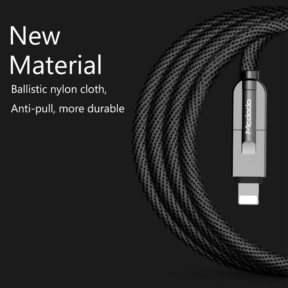 Mcdodo USB кабель для iPhone Xs Max 8 7 6 Lightning-USB кабель 2 в 1 Micro USB кабели для samsung huawei Xiaomi зарядный шнур