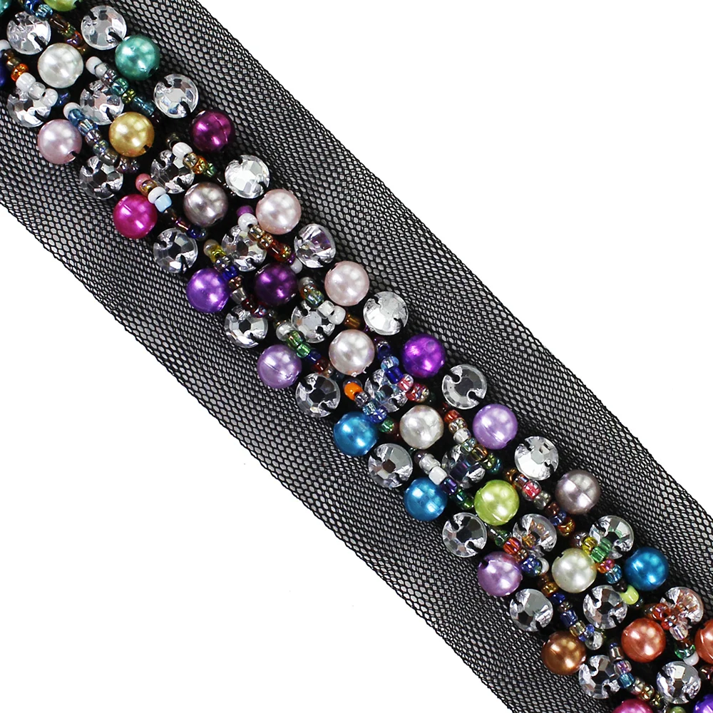 5 ярдов бусины жемчужины кристаллы стразы кружевная лента отделка аппликация