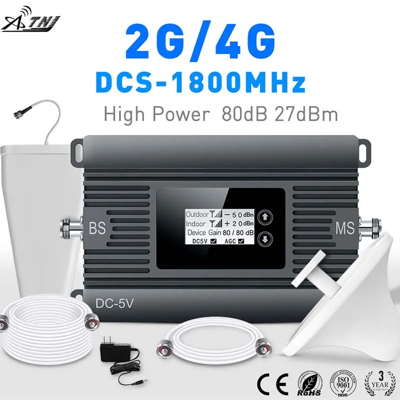 Усилитель сигнала высокой мощности 2G 4G 80dBi DCS 1800 МГц, умный Усилитель мобильного сигнала 4g, ретранслятор 2g 4g, Усилитель сотового сигнала