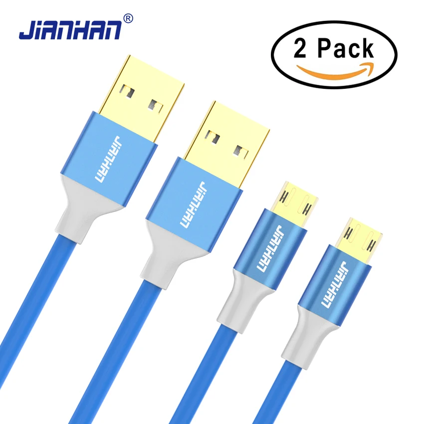 

2 Pack Reversible Micro USB Cable 5V 2A Fast Charging Data Sync Cable Android Mobile Phone TPE for Xiaomi Samsung S4 S6 LG Sony
