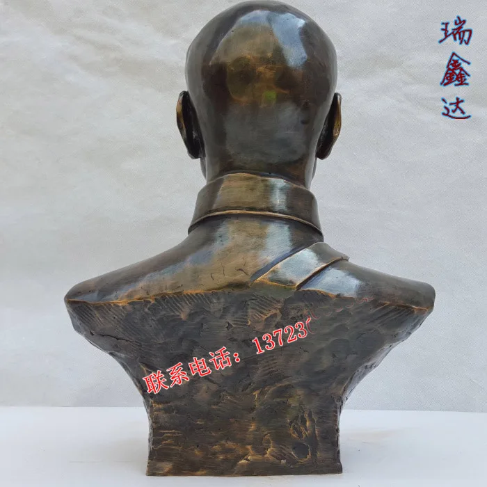 50 см Большой # TOP business ART China Taiwan GUOMIN DANG leader jiang jieshi - zhongzheng Бронзовая статуя портрета