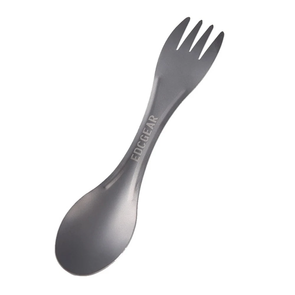 Silver Титановая вилка инструмент-Ложка для кемпинга Titan Spork Ложка Столовые приборы титановый нож вилка сверхлегкие Чистые Инструменты из титана сплава - Цвет: Silver