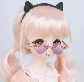 Новинка 1/3, аксессуары для кукол Uncle BJD SD MDD, полупрозрачные очки в форме сердца из полихроматического персика