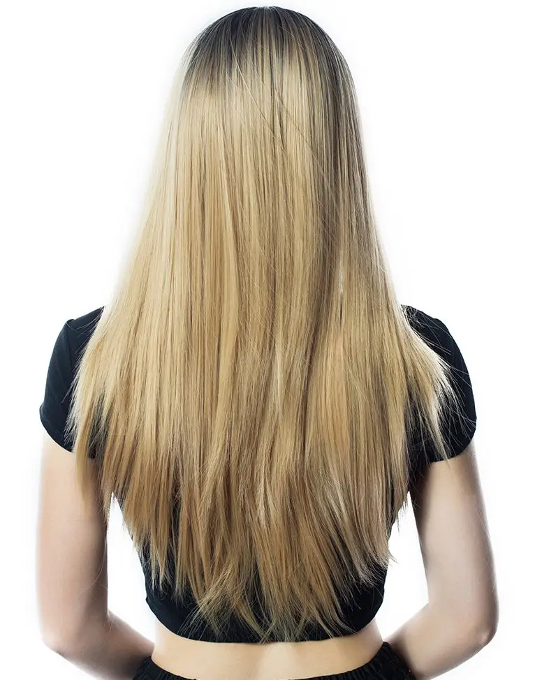 Ombre Brown Wignee Ombre Синий длинные прямые волосы синтетический парик для женщин высокая температура термостойкие ежедневные/вечерние игра трон полный парик - Цвет: Ombre Brown