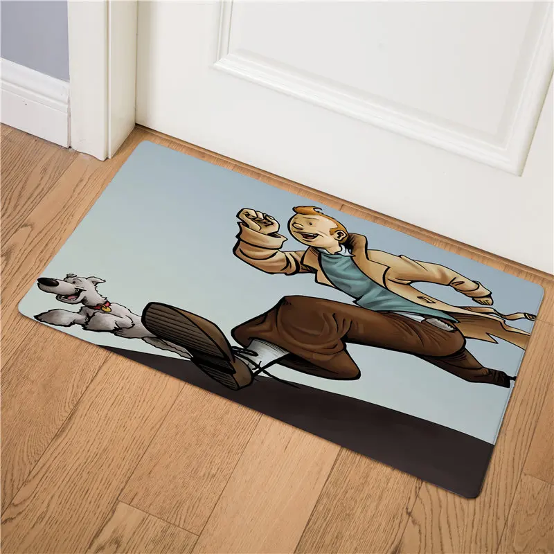 Мультяшный Tintin коврик для входной двери, Противоскользящий коврик для пола, маслостойкий кухонный ковер, коврик аниме, легко чистится, коврик для двери из ПВХ - Цвет: 12