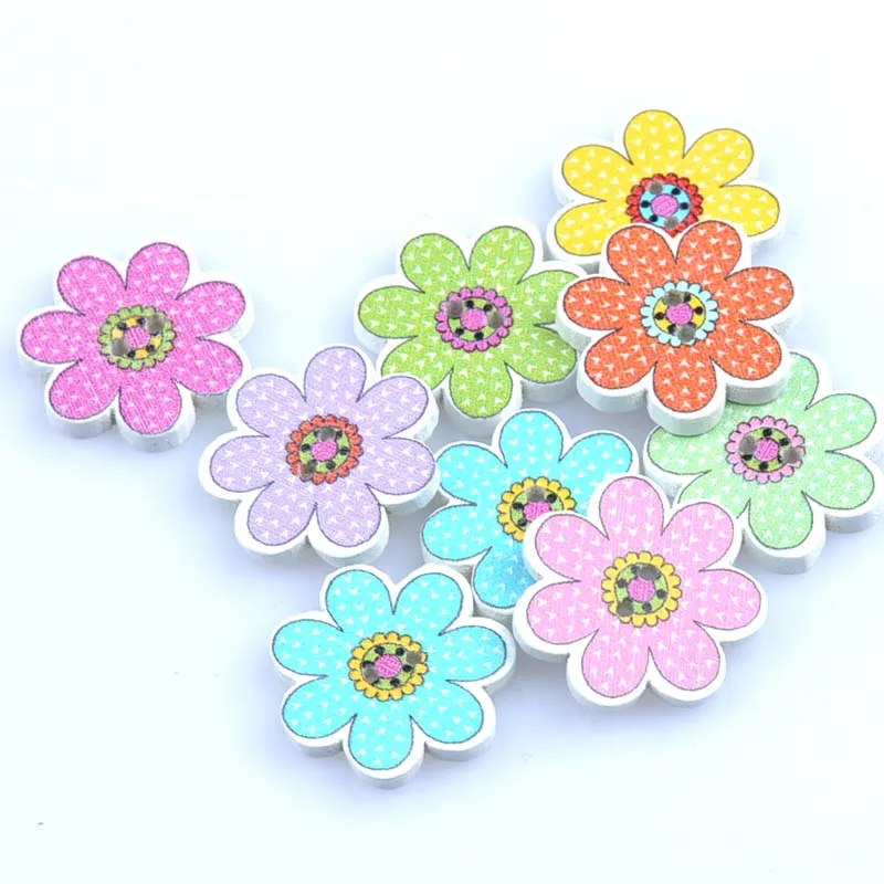 7 предметов декоративные деревянные пуговицы с цветочным рисунком для