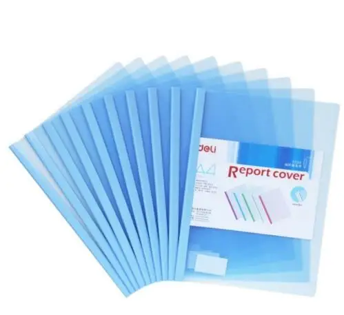 10 pcs blue 10 шт. Deli канцелярские PP обложка для отчета и корешок барный держатель файл папки A4 для тетради документов бумаги купюр - Цвет: 10 pcs blue