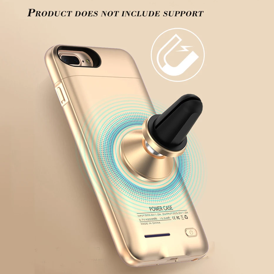 Для iPhone 6, 6s, 7 plus, чехол для внешнего зарядного устройства для iPhone 7, чехол для мобильного телефона, внешний аккумулятор, чехол для зарядки, встроенный металлический лист