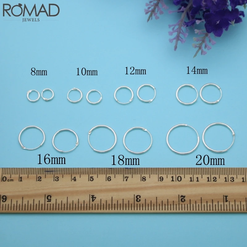 ROMAD 925 Sterling Silver Earrings For Women/Men Small Hoop Earrings Ear Bone aros Tiny Ear Nose Ring Girl aretes ear hoops R5