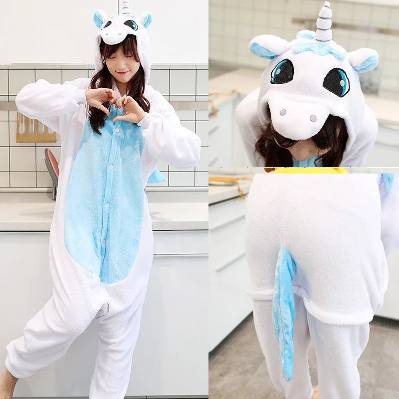 Кигуруми золотые крылья Единорог Пижама-комбинезон licorne Animal unicornio Длинные рукава с капюшоном Комбинезоны для взрослых фланелевая теплая одежда для сна