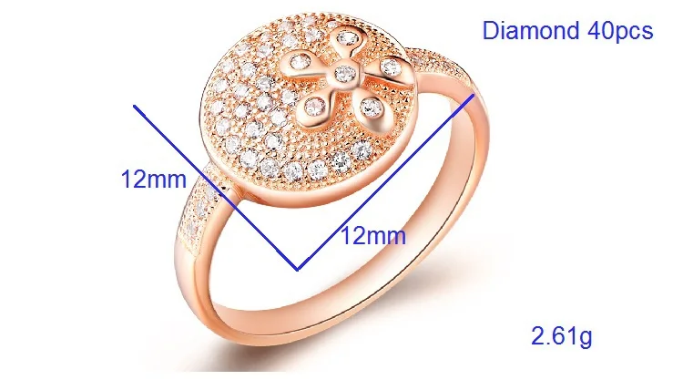 Стерлингового Серебра 925 Кольца для Женщин Свадьба Роуз Позолоченные Имитация