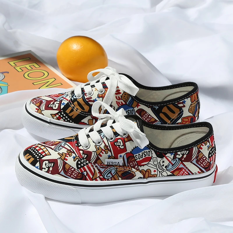 Woman Shoes Canvas Colorful Sneakers Casual Fashion Lace Up Flats Breathable For Woma | Обувь