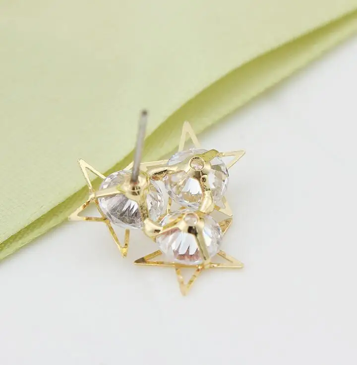 Горяч-продавать мода популярных кристалл Циркон звезда полые Серьги Стержня