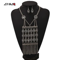 lzhlq brand bohemia multilayer drop necklaces geometric metal tassel chains necklace vintage women temperament jewelry statement