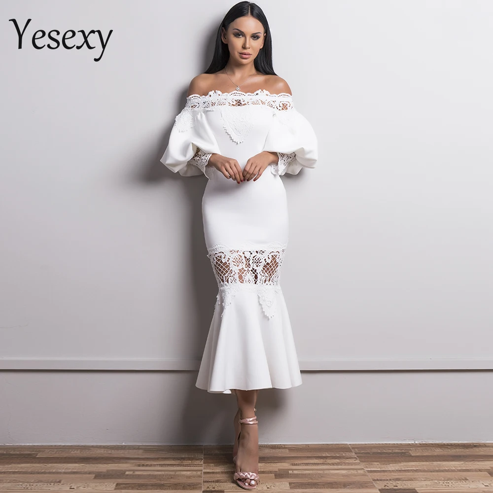 Женское кружевное платье Yesexy повседневное элегантное платье-Русалка с открытыми