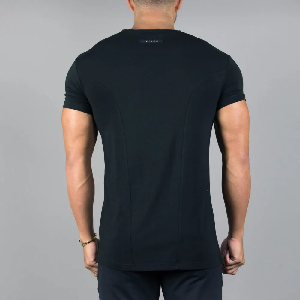 Мужские футболки с коротким рукавом спортивные Alphalete топы v-образным вырезом