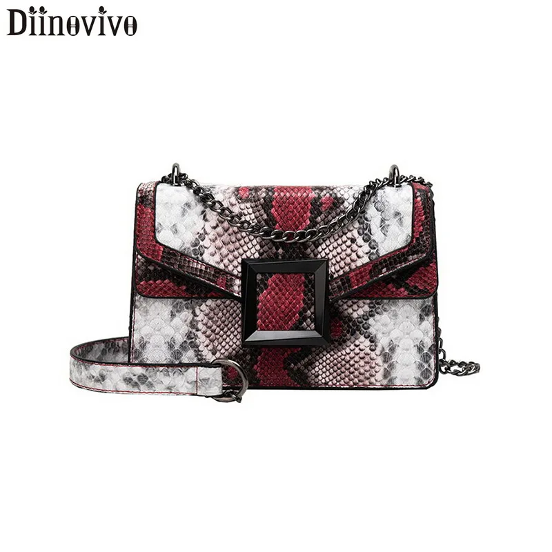 

DIINOVIVO Retro Snake Pattern Shoulder Bag Luxury Handbags Women Bags Designer Panelled Crossbody Messenger Female Bags WHDV1164