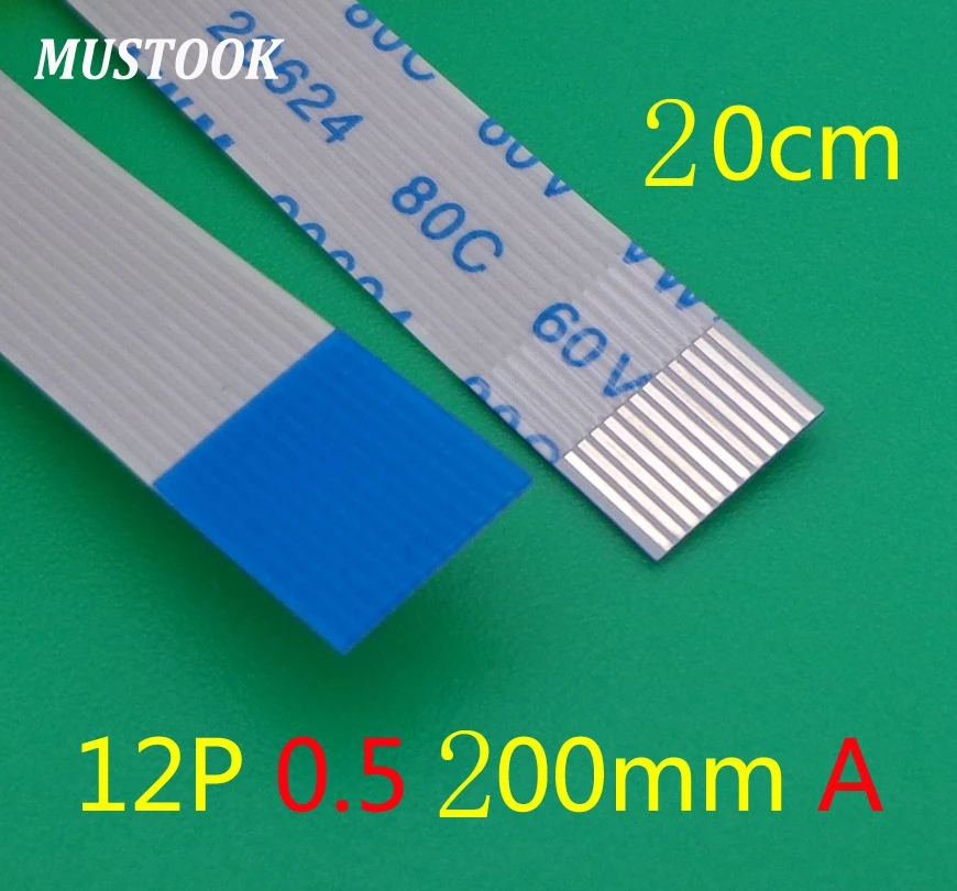 

2pcs New FFC FPC 12pin flat flexible cable 0.5mm pitch 12 pin forward Length 200mm Width 6.5mm Ribbon 12p AWM 20624 80C 60V VW-1