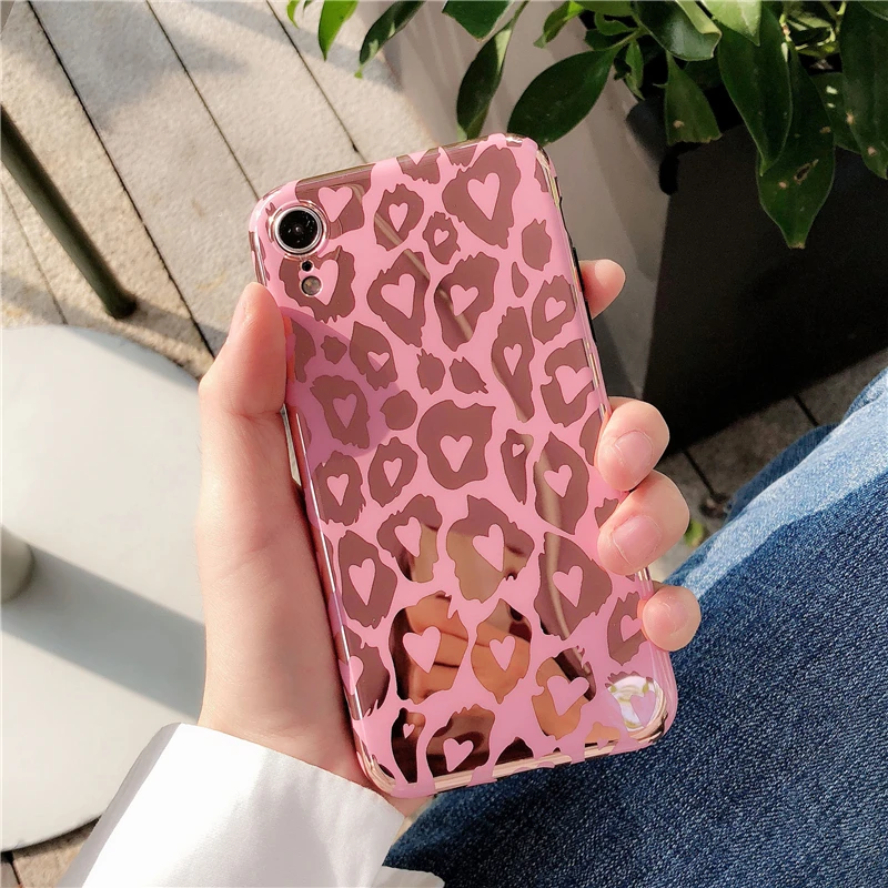 Роскошный Розовый леопардовый чехол Gimfun для телефона Iphone Xs Max лазерный из ТПУ 11 Pro