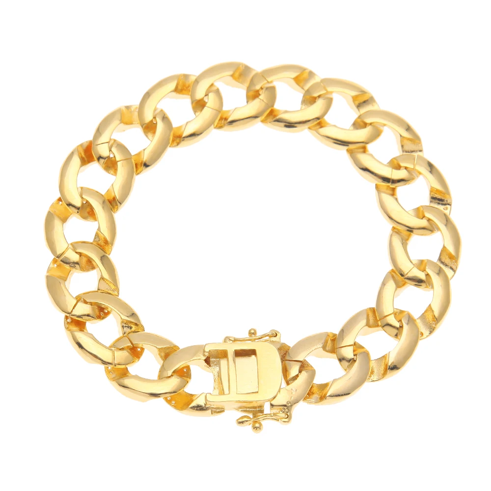 

CY&CM HipHop Copper 3 Row Micro Pave CZ Cuban Link Iced Out Bracelet Cubic Zircon Men Punk 15mm 8" Miami Bracelet With Box Clasp