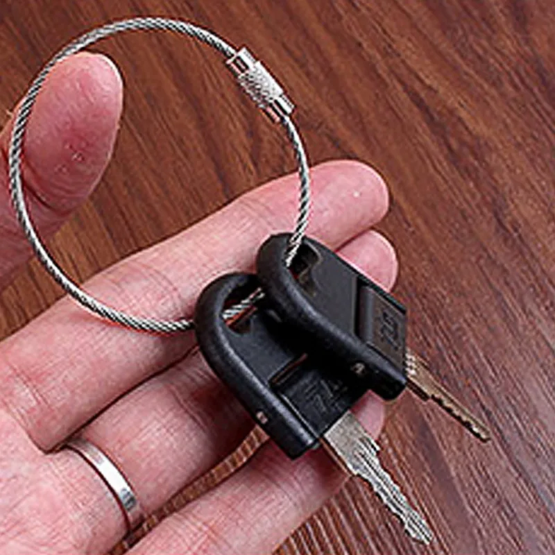 Keyring Key Chain Rings Cable Outdoor Hiking Keychains 10pcs Keychain Screw Locking Stainless Steel Wire Rope Holder | Инструменты